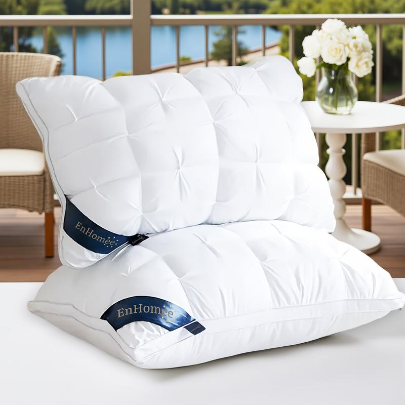 Luxurious Hotel-Quality Pillows - 2pcs Soft Down Alternative Fill for Side, Back, and Stomach Sleepers - All-Season Comfort and Flattening Resistance