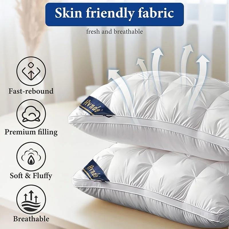 Luxurious Hotel-Quality Pillows - 2pcs Soft Down Alternative Fill for Side, Back, and Stomach Sleepers - All-Season Comfort and Flattening Resistance