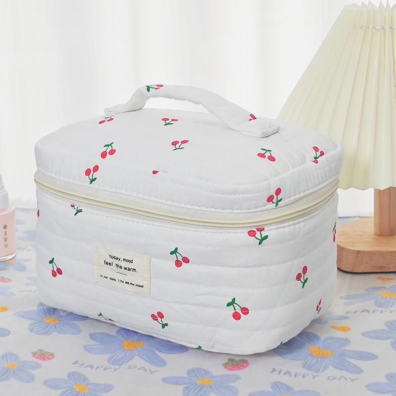 3-piece cherry pattern set, lightweight, multifunctional, stylish zipper design storage bag, suitable for daily use, leisure travel, portable storage bag for storing cosmetics, jewelry, and accessories