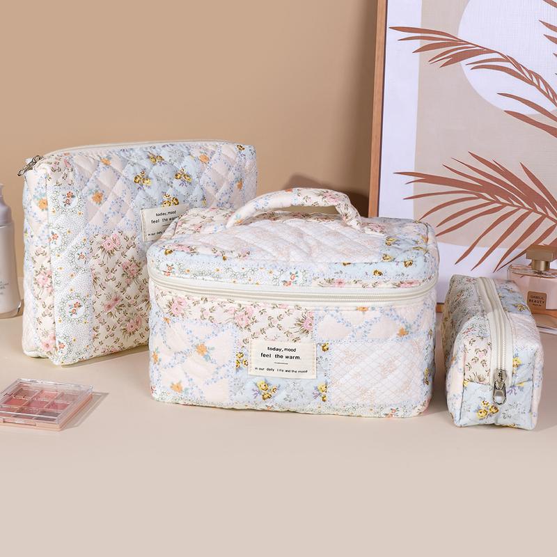 3-piece floral pattern set, lightweight, multifunctional, and stylish zipper design storage bag, suitable for daily use, leisure travel, portable storage bag for storing cosmetics, jewelry, and accessories