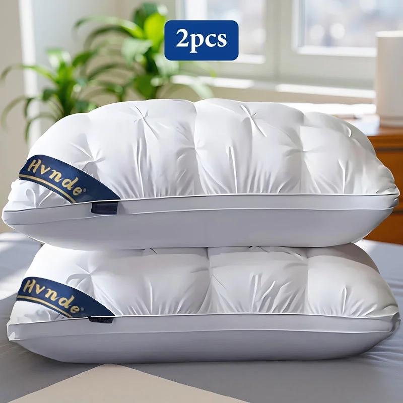 Luxurious Hotel-Quality Pillows - 2pcs Soft Down Alternative Fill for Side, Back, and Stomach Sleepers - All-Season Comfort and Flattening Resistance