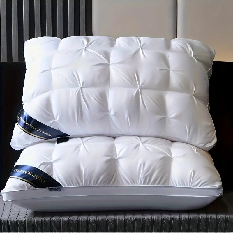 Luxurious Hotel-Quality Pillows - 2pcs Soft Down Alternative Fill for Side, Back, and Stomach Sleepers - All-Season Comfort and Flattening Resistance