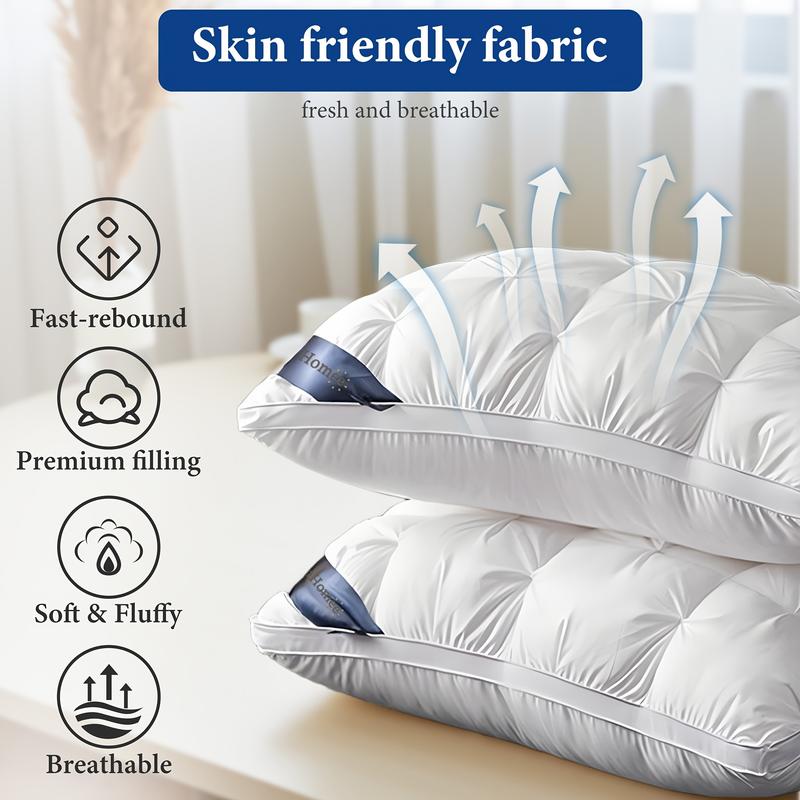 Luxurious Hotel-Quality Pillows - 2pcs Soft Down Alternative Fill for Side, Back, and Stomach Sleepers - All-Season Comfort and Flattening Resistance