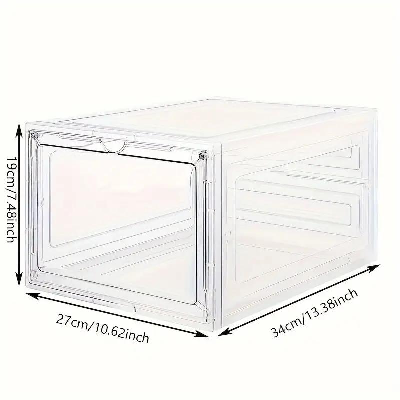 2-piece magnetic shoe box made of thick transparent plastic, foldable and stackable shoe rack, free combination, storage box for sneakers, women's shoes, children's shoes, and men's shoes